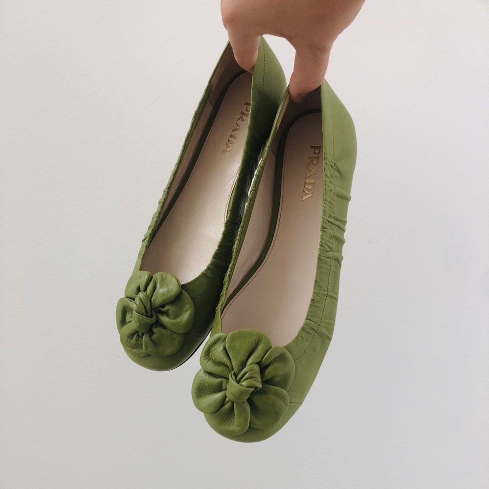 Green Prada Flower Flats
